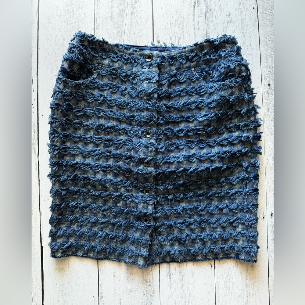 W by Worth Denim Frayed Blue Skirt - Picture 7 of 12